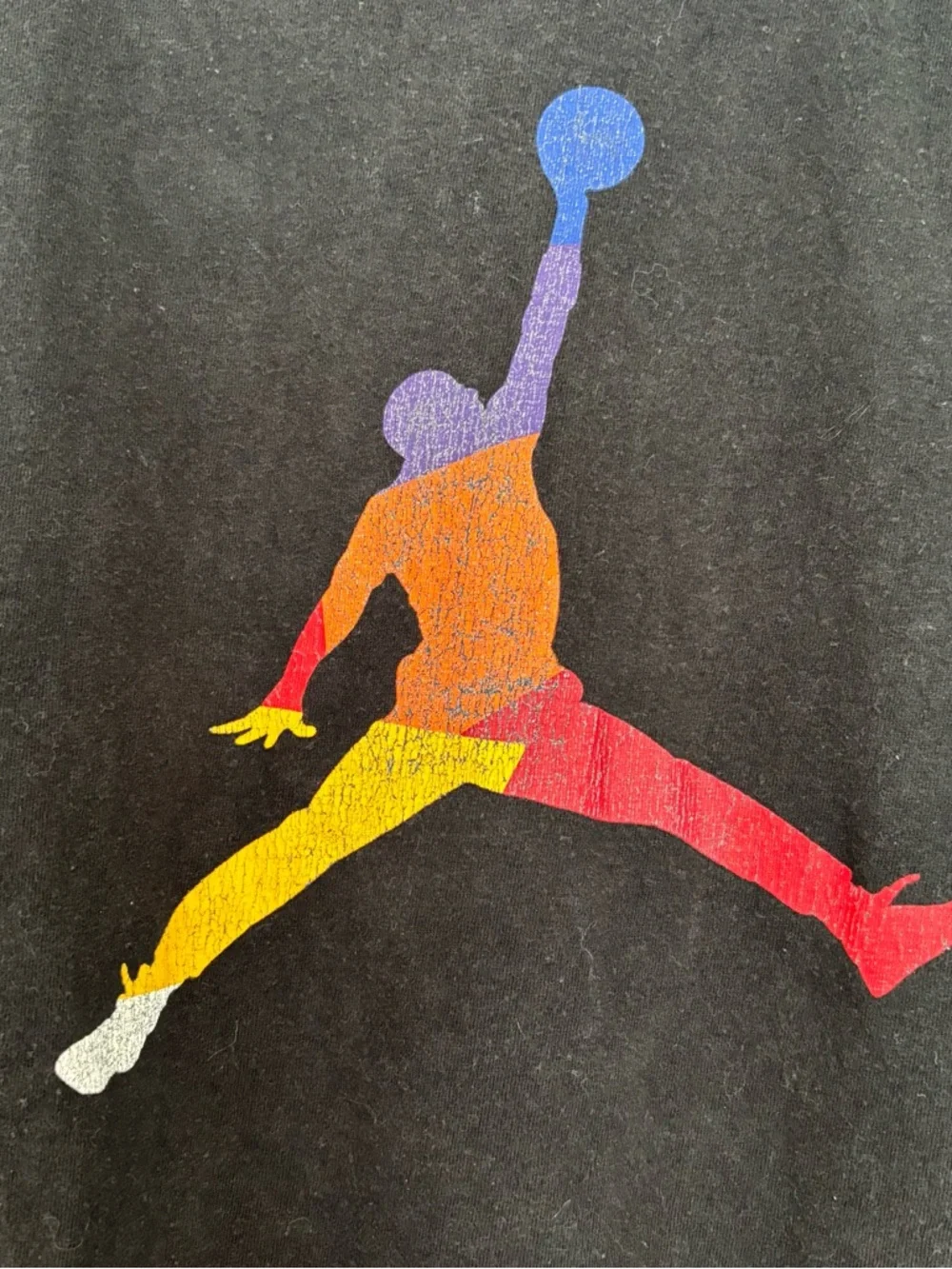Jordan Men's Black Tee with Multicolor Gradient Jumpman Size Small